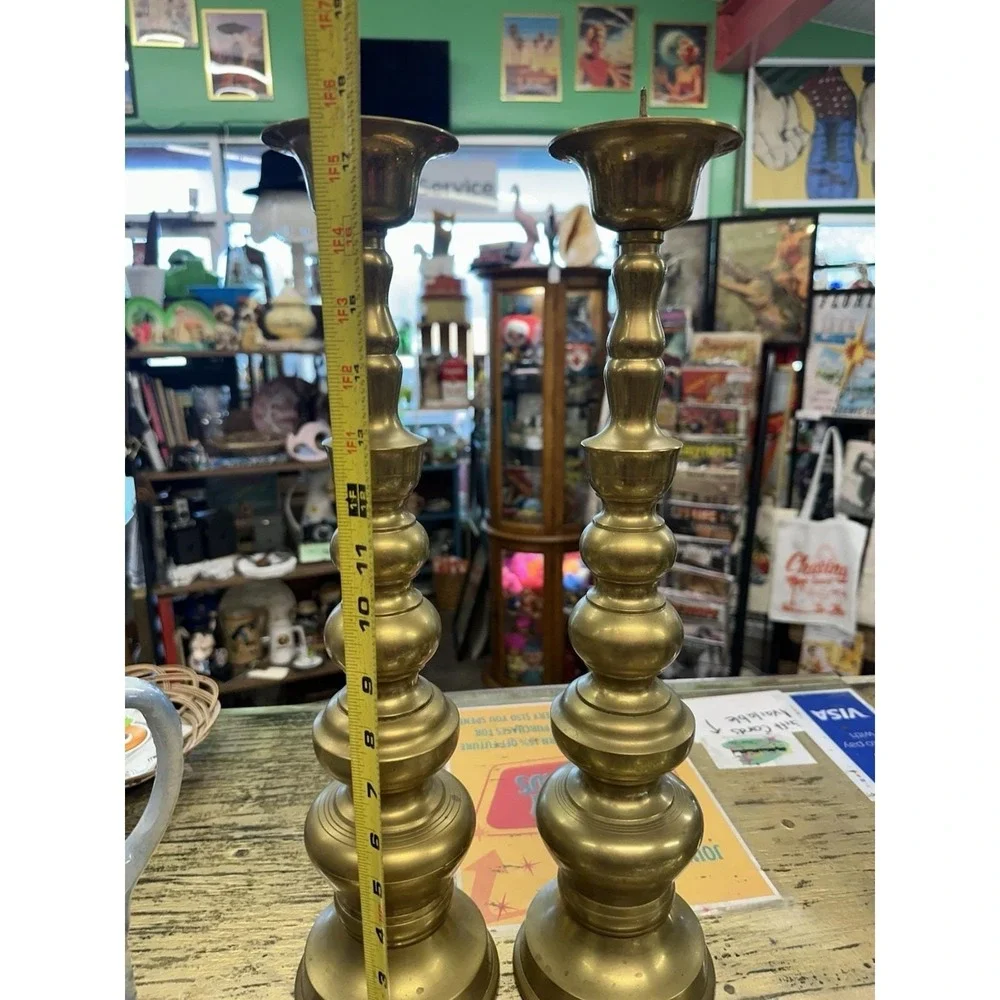 Pair of Homco Japan Brass Candlestick Holder 18